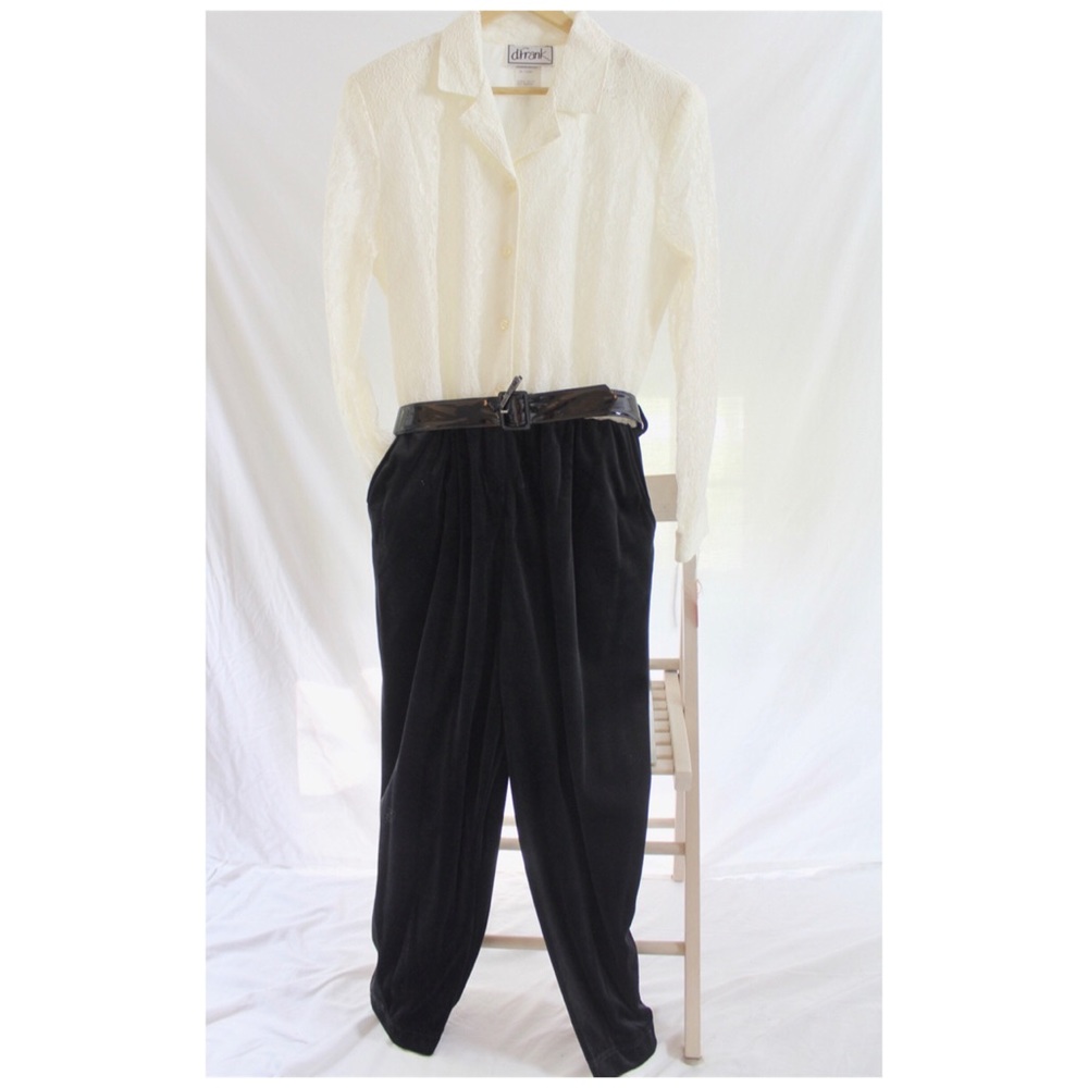 Vintage 80s Lace Velvet Jumpsuit d. Frank NWT Size Large